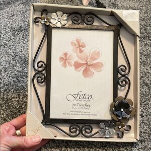 Black and Silver Floral Photo Frame-NWT